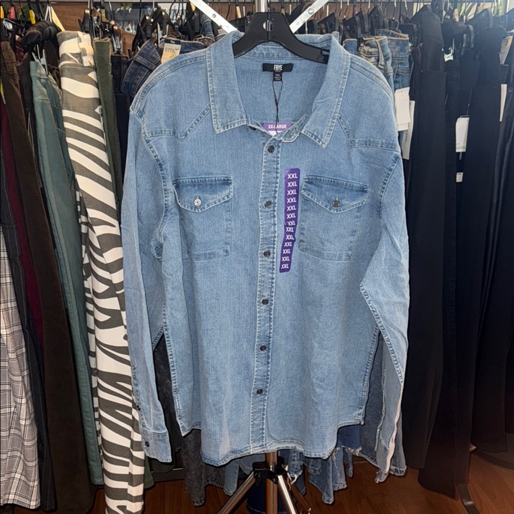 36. Blue Denim Button-Up Shirt
